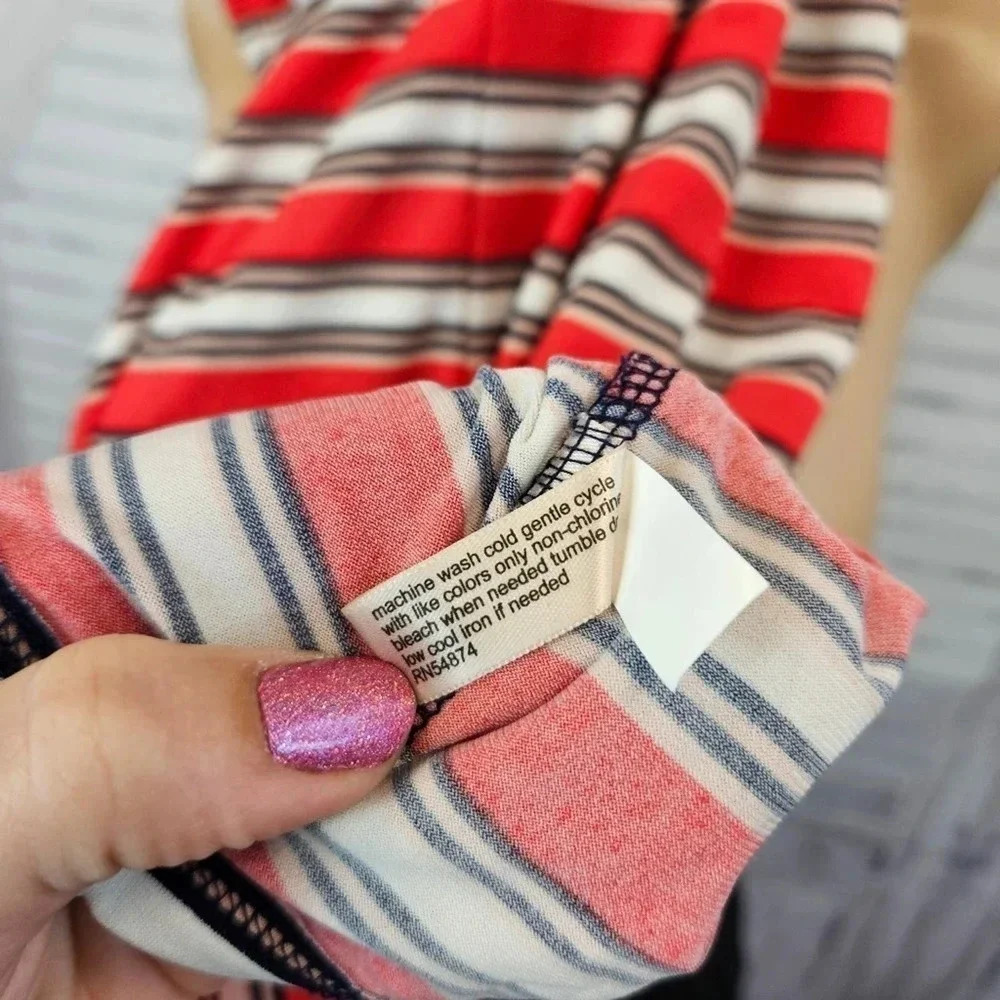 The Limited Size Large Orange and White Stripe Sleeveless Tank Shirt - Picture 9 of 9